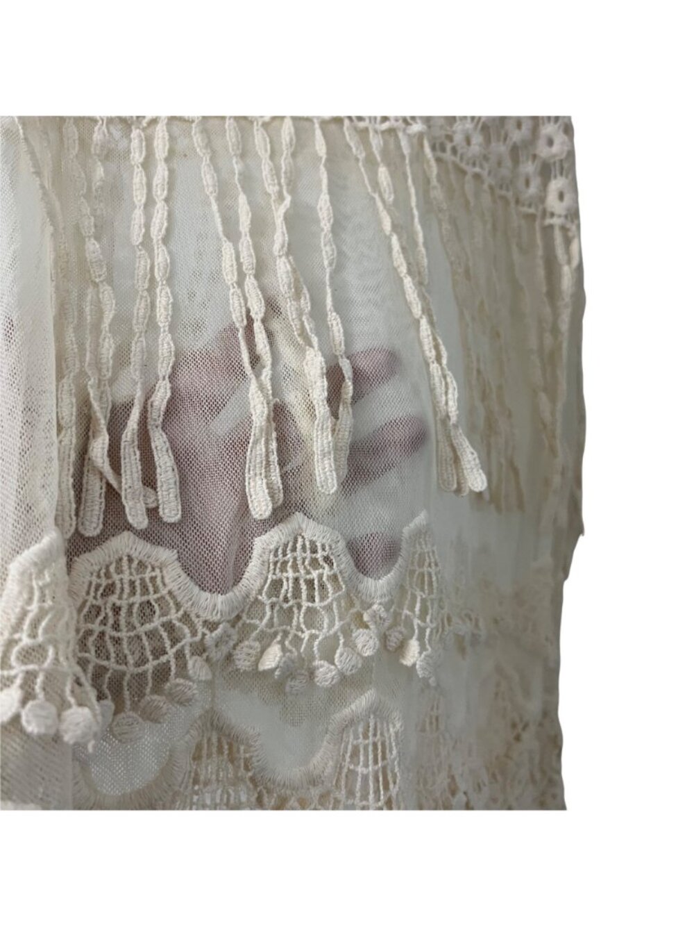 En Creme Cream Crochet Festival Mesh Embroidered Floral Tank Size Medium - Picture 3 of 5
